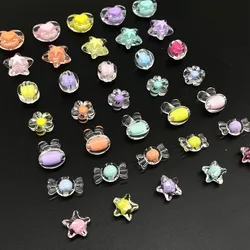 20 Pcs Transparent Color Heart Acrylic Beads Star Shape  Charms Bracelet Necklace  for Jewelry Making DIY Accessories