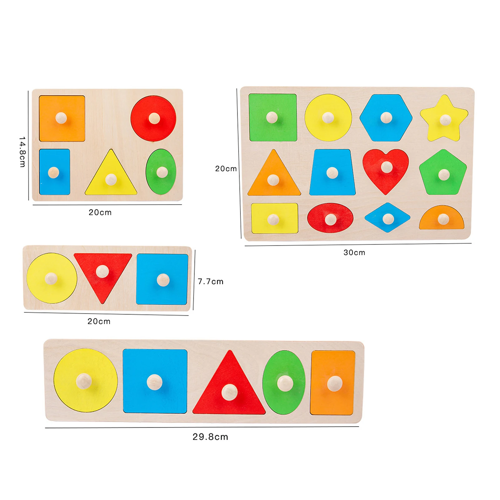 Placa De Agarrar De Madeira Geometria Colorida Materiais Montessori Pegged Grab Shape, Classificando Brinquedos para o Bebê, Brinquedo Educacional Para Casa