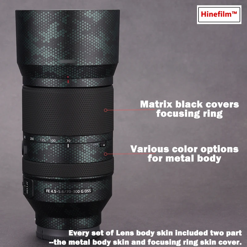 SEL70300G / 70300 pegatina de lente Premium, pegatina de piel para SONY FE 70-300mm f/4,5-5,6G OSS, Protector de lente, película de cubierta de urdimbre