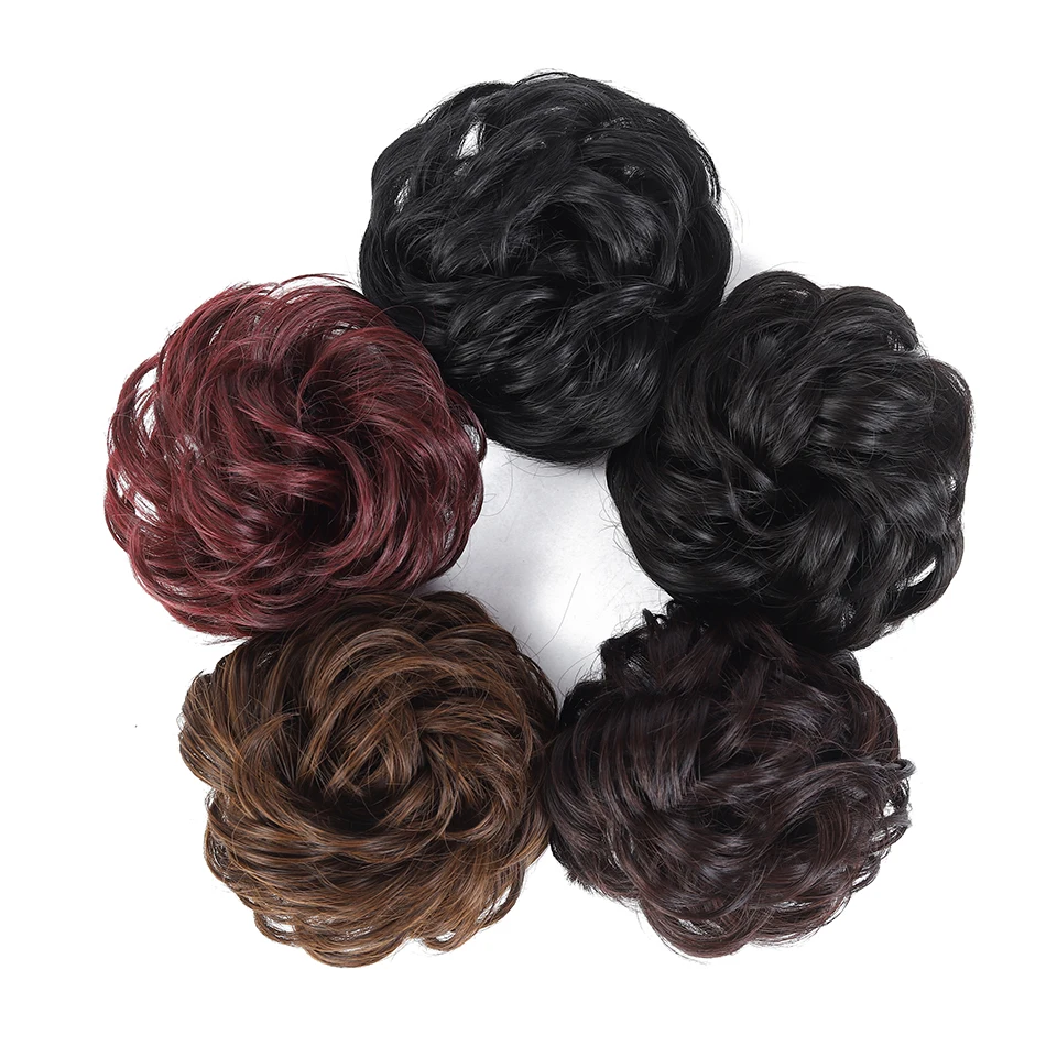 Yihan Synthetic Messy Hair Buns Tousled Hairpiece Elastic Band Chignon Curly Scrunchie Updo Cover Hair Tail Brown BUG For Wome