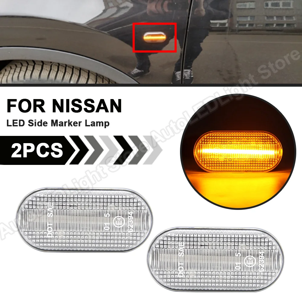 

2Pcs LED Side Marker Light Fender Turn Signal Lamp For Nissan Versa Quest Z33 350Z Qashqai Pathfinder3 R51 NP300 Navara D40 Cube