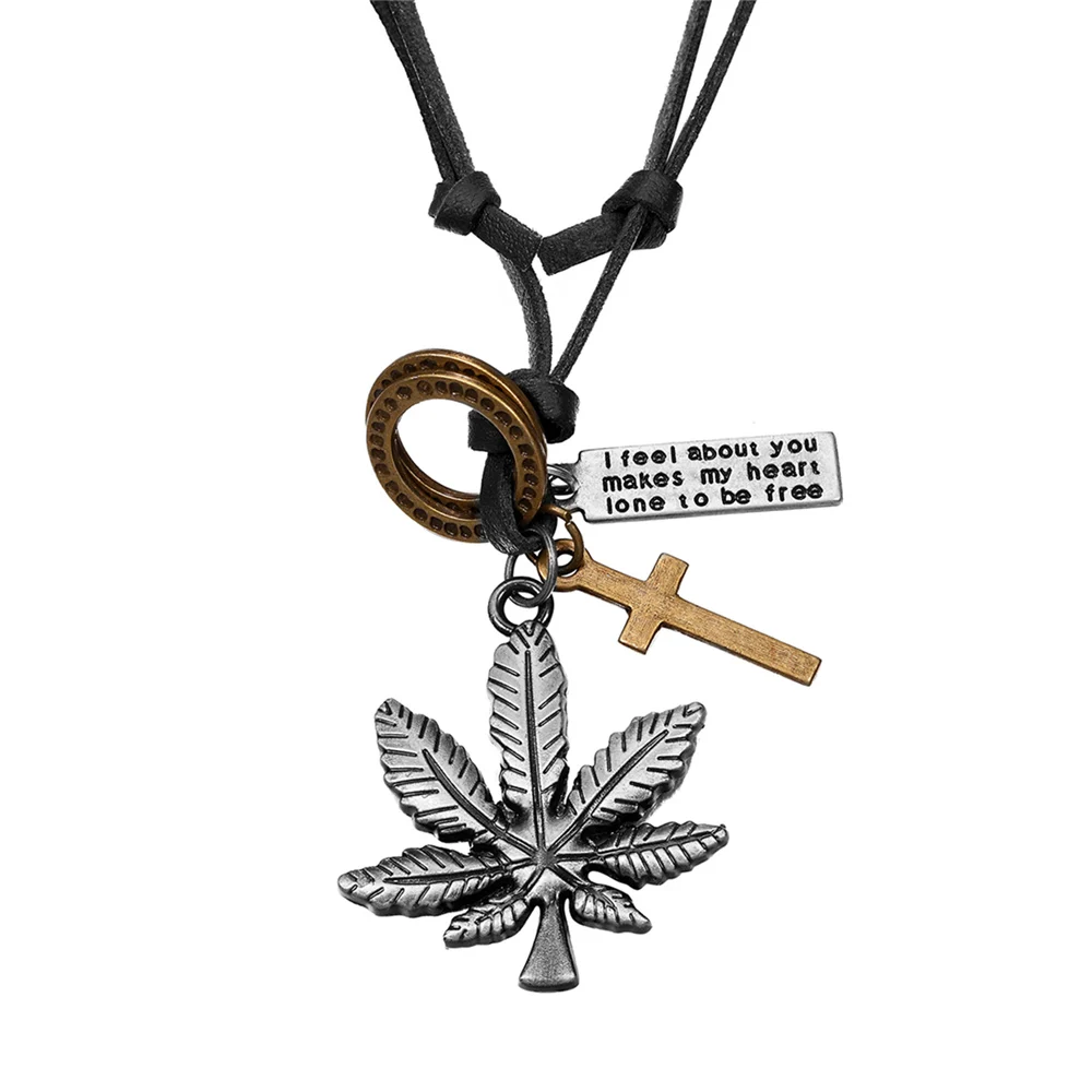 2020 New Jewelry Maple leaf Men Necklace Punk Fashion Design Adjustable Pendant Necklace Retro Jewelry Woman Necklace Collier
