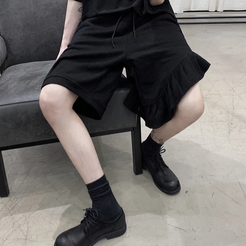 

Men's new summer asymmetrical flounces design casual loose large size fashion five-cent shorts