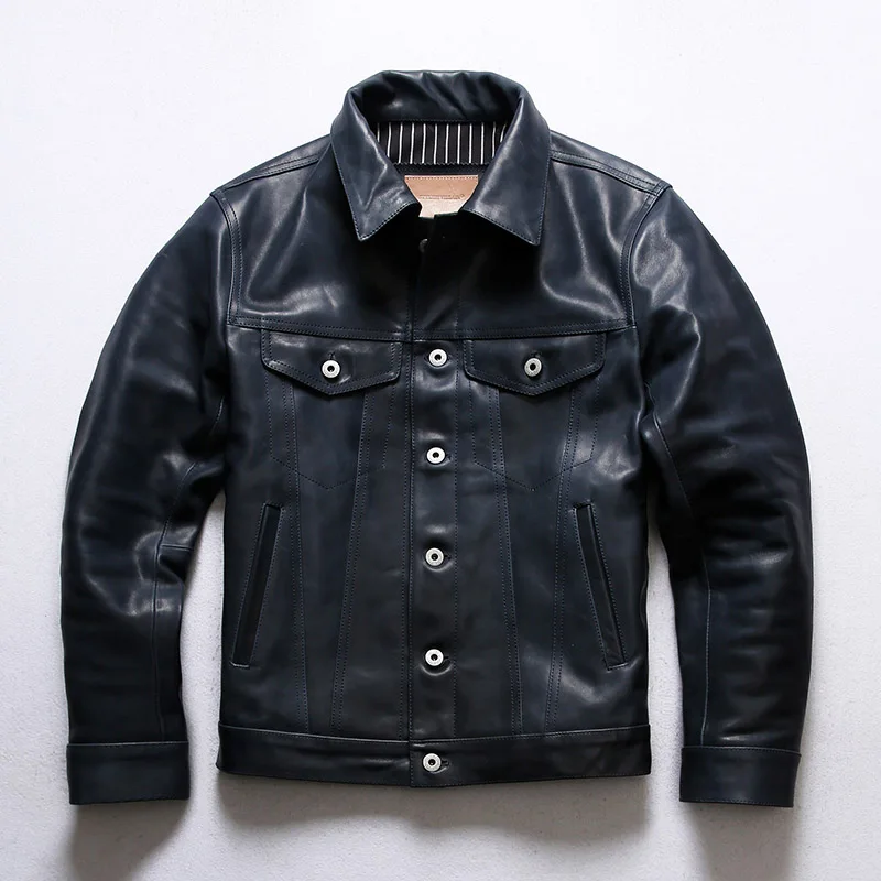 

X507 Read Description! Asian Size Super Top Quality Genuine Horse Leather Slim Classic Durable Horsehide Stylish Rider Jacket