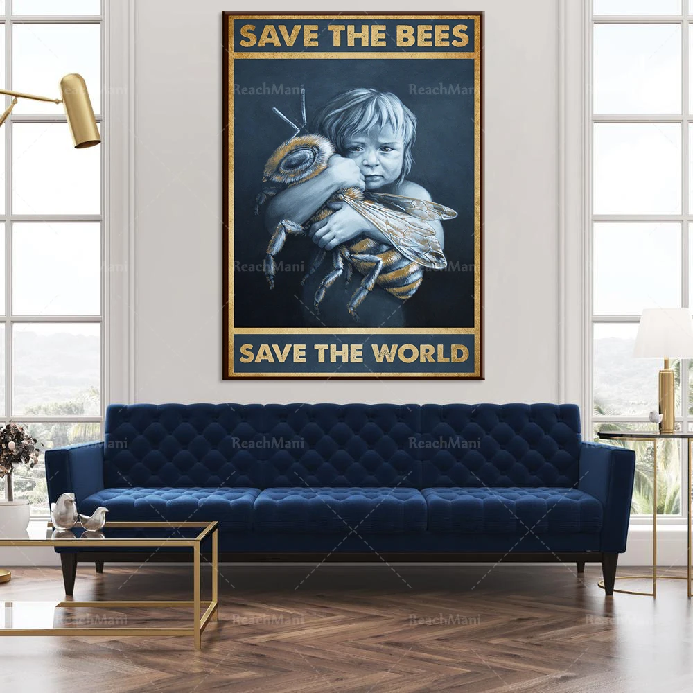 Save the bees save the world posters bee lovers beekeepers life home decoration wall art posters