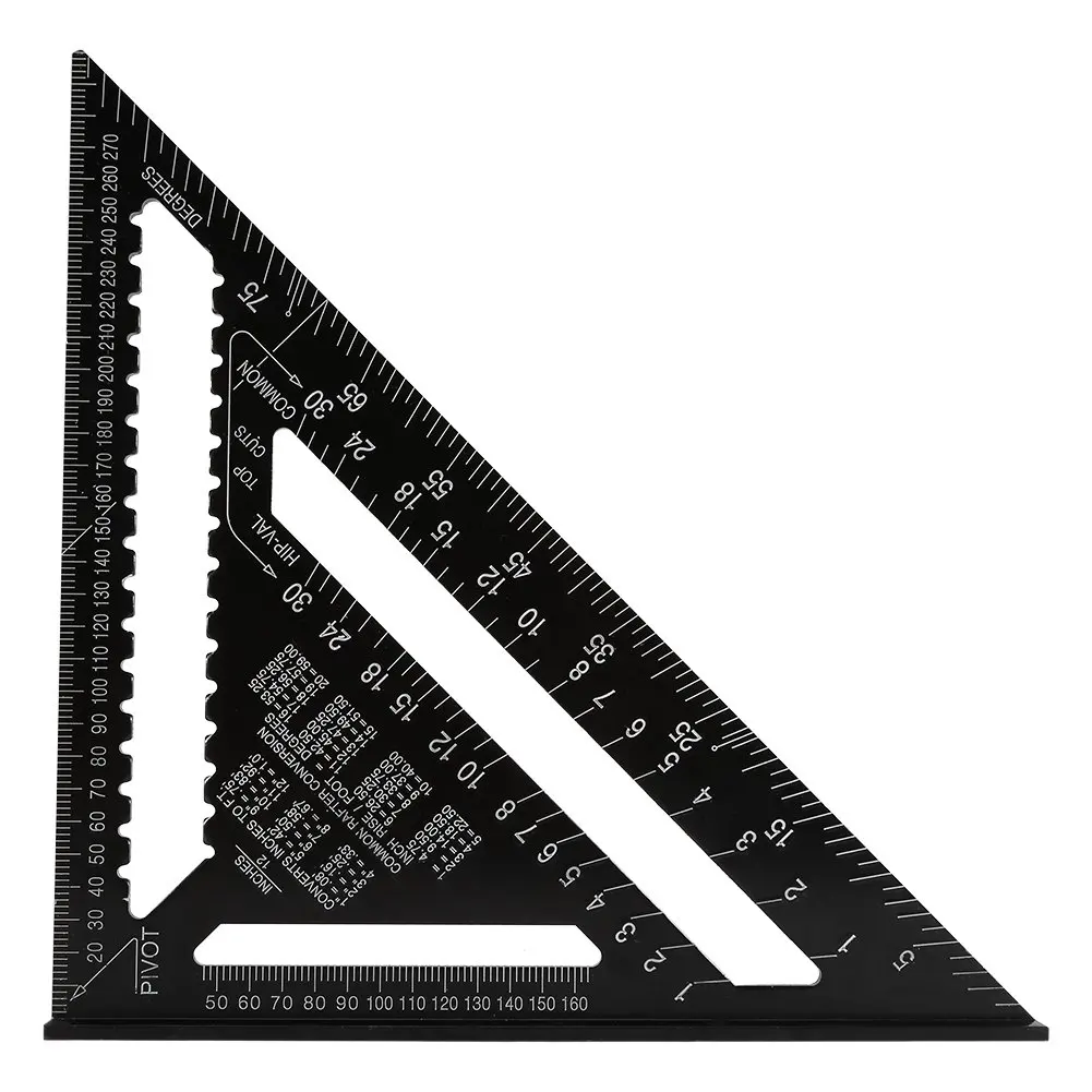 

12 inch Metric Aluminum Alloy Triangle Angle Ruler Protractor Woodworking Measurement Tool 30cm Quick Read Square Layout Gauge