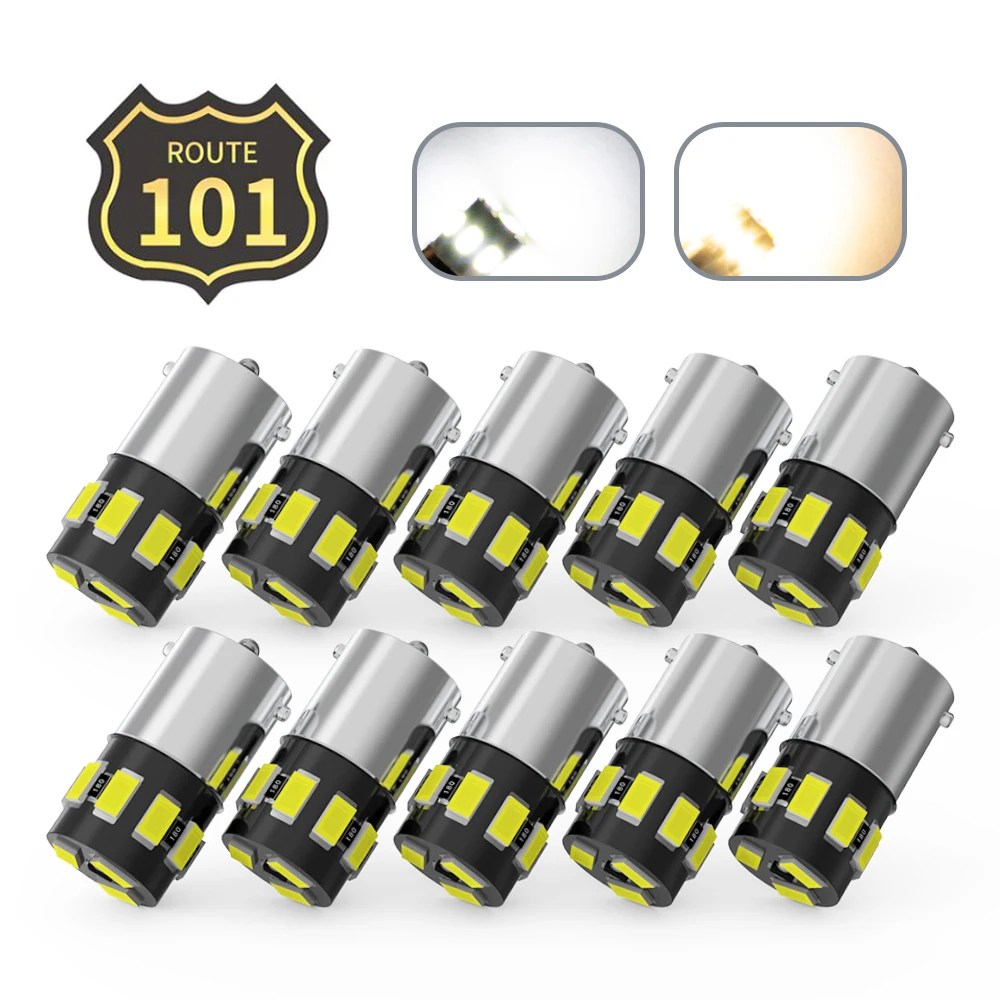 Route101 10X 1156 LED Light Bulbs for RV Travel Trailer Truck 5th Wheel Motorhome Boat and Yacht Marine BA15S 1003 93 1141 Lamps