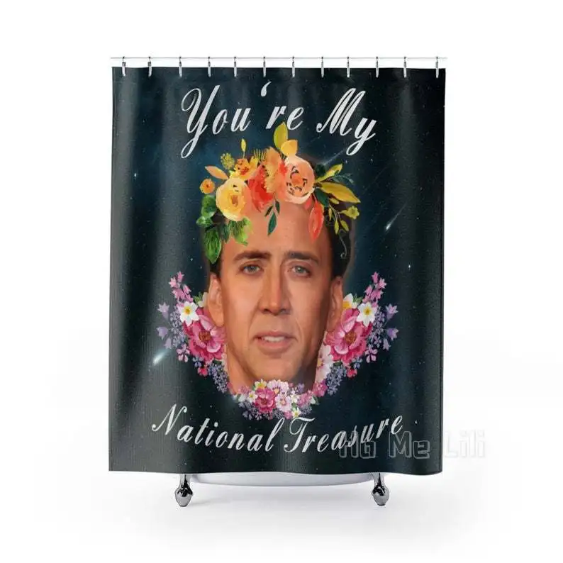 Nicolas Cage Bathroom Shower Curtains National Treasure Nicholas Cage Funny Art Waterproof Decor