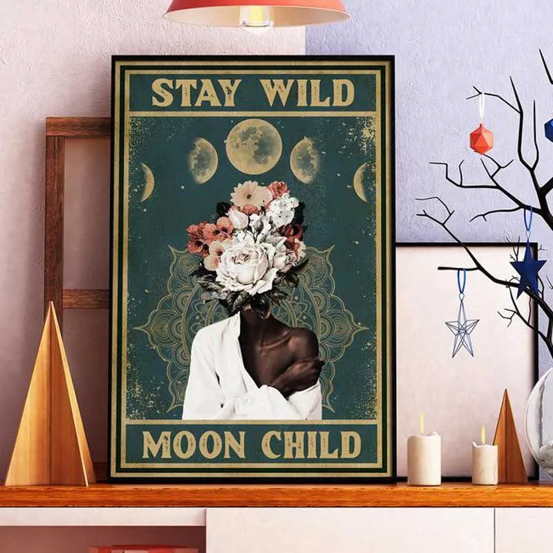 Girl Mental Health Poster Mental Be Kind To Your Mind Positive Art Prints African Woman Vintage Canvas Painting Home Decor