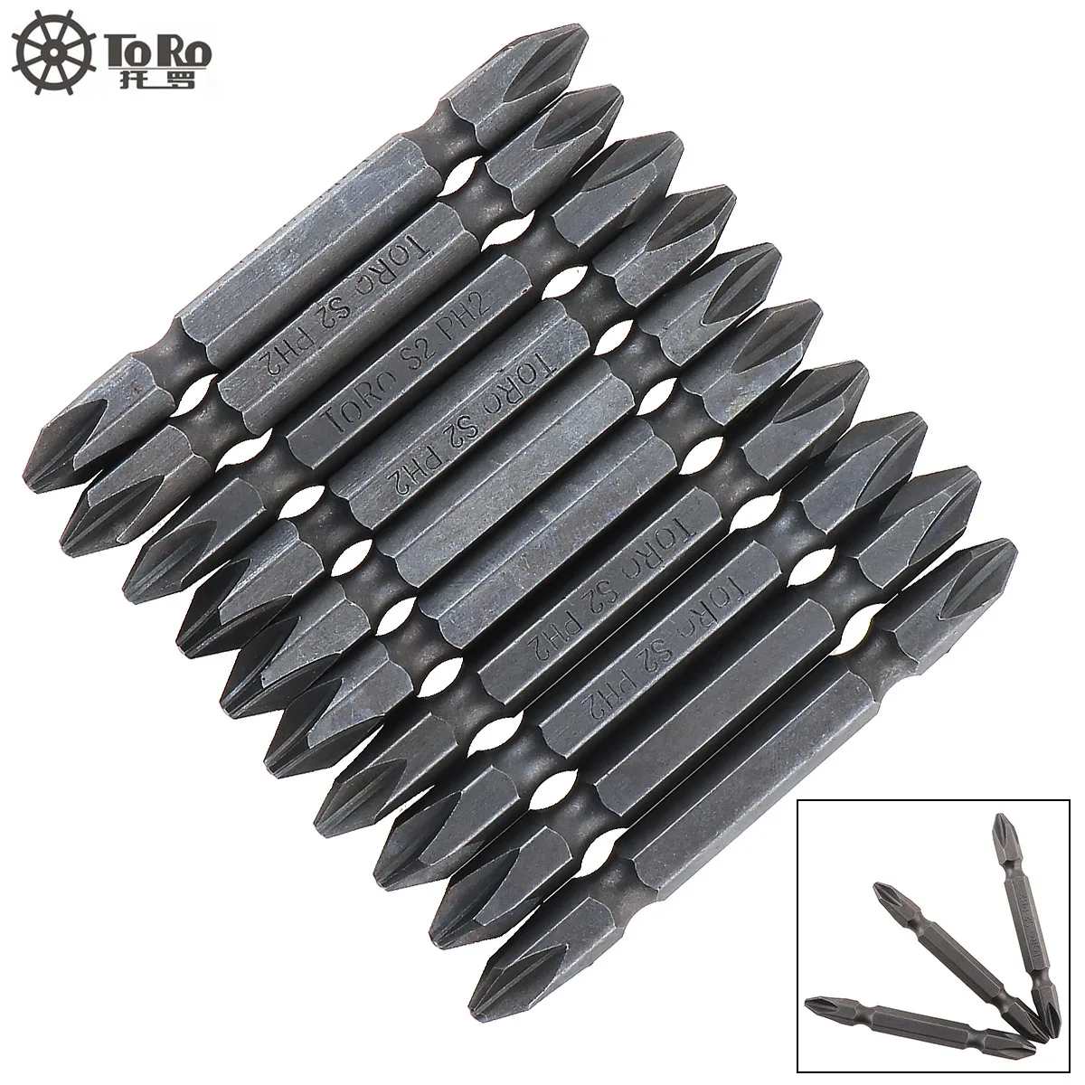 

TORO 10pcs 1/4 6.35mm Double Head S2 Electric Screwdriver Bits S2 PH2 Type with Magnetic and Phillips for Pneumatic Tools