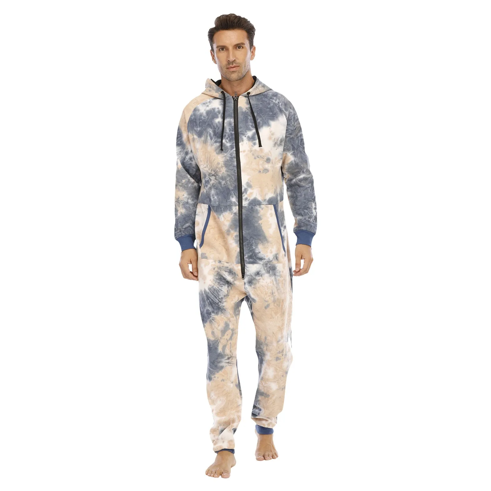 Men Warm Teddy Fleece Onesie Fluffy Sleep Lounge Adult Sleepwear One Piece Pyjamas Male Jumpsuits Hooded Onesies For Adult Men