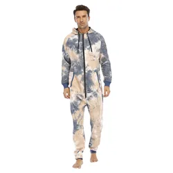 Men Warm Teddy Fleece Onesie Fluffy Sleep Lounge Adult Sleepwear One Piece Pyjamas Male Jumpsuits Hooded Onesies For Adult Men