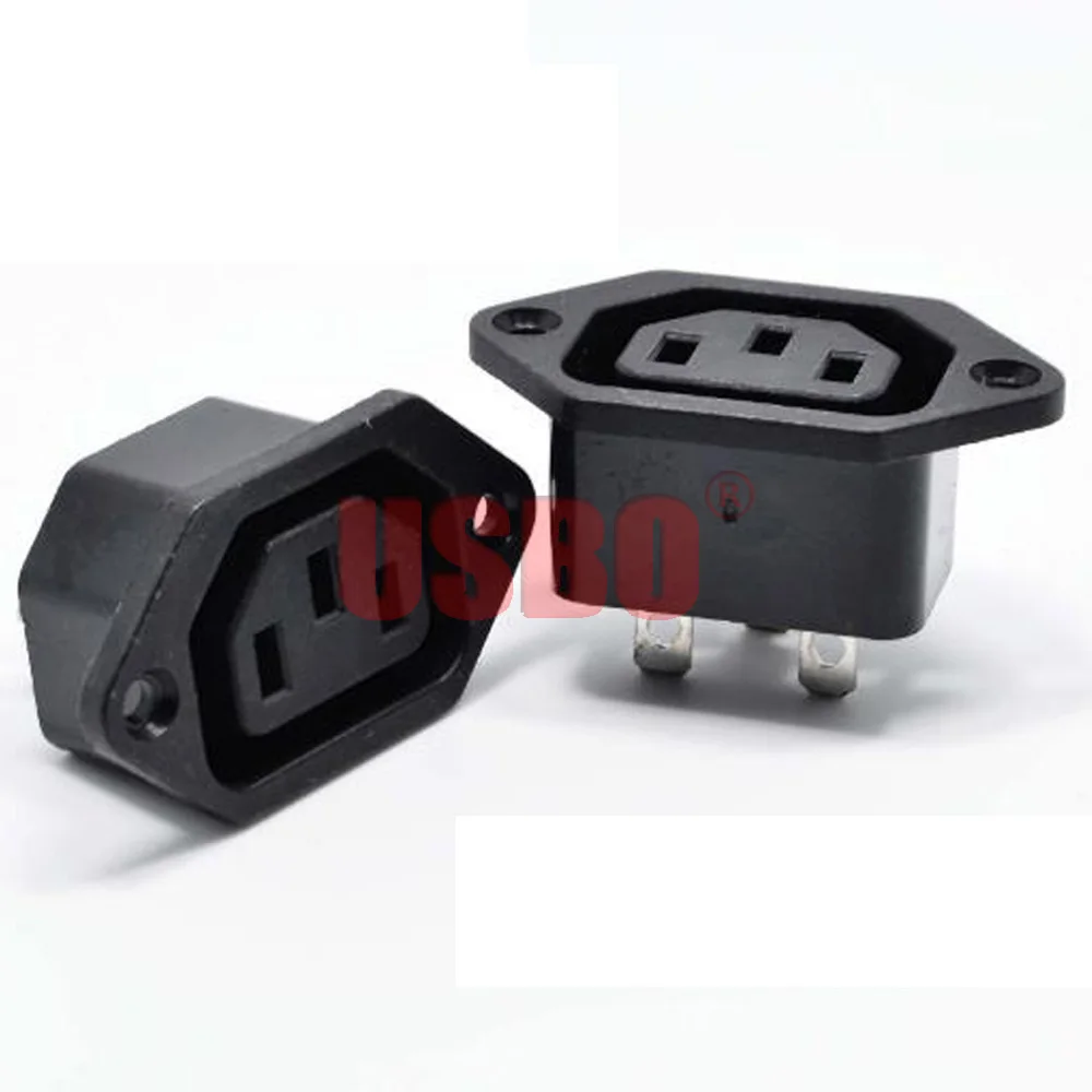 High quality Black 10A 250V IEC320-C13 / C14 3Pins universal industry electrical AC socket CE Certified panel mount power socket