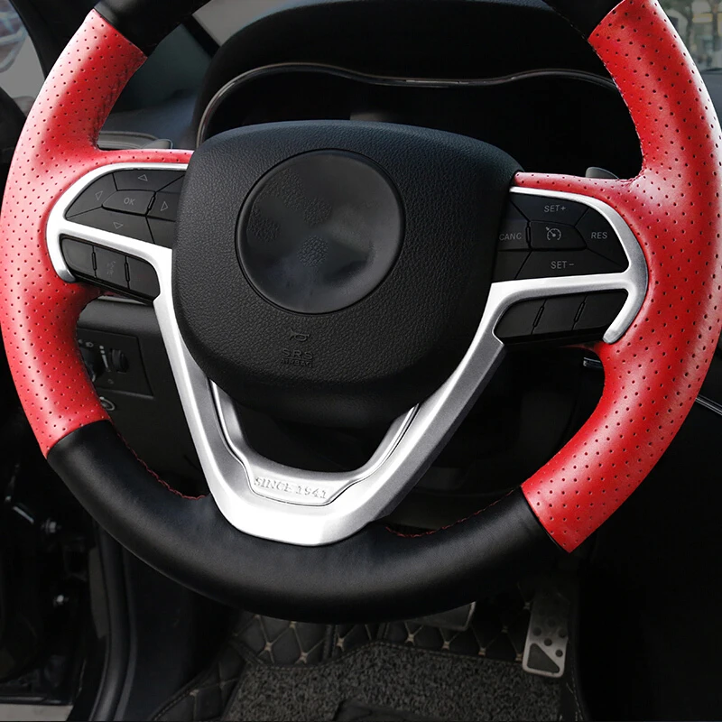 ABS Chrome For Jeep Grand Cherokee 2014 2015 2016 2017 Accessories Car Steering Wheel Frame Cover Trim Car Sticker Styling
