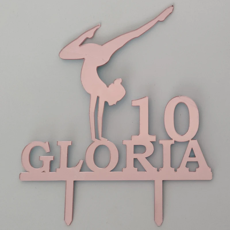 Personalized Yoga Cake Topper Custom Name Age Girl\'s Rhythmic Gymnastics Silhouette Birthday Party Cake Decoration Topper YC305