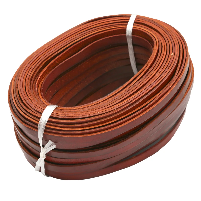 2 metrów ciemny brązowa prawdziwa skóra przewód taśmy płaska lina ciąg DIY bransoletka w stylu Vintage naszyjnik pleciony biżuteria rękodzielnicza do 10x2mm
