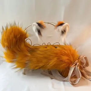 Cute orange shops hamster ear headband,Orange Neko ears headband,Orange cat ears,Dog ears,Fox ears,Wolf ears,Cosplay,Plush ears,Anime ears