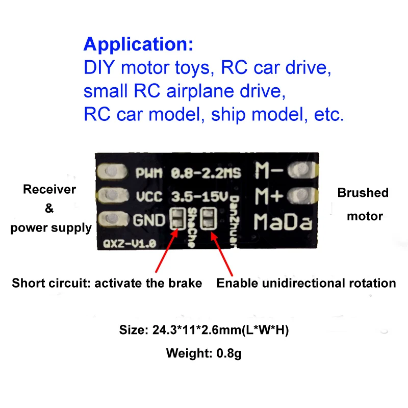 5 SZTUK Dwukierunkowy szczotkowany moduł napędu ESC DC PCB Płytka drukowana Silnik Elektroniczny regulator prędkości 1S-3S PPM do łodzi RC /