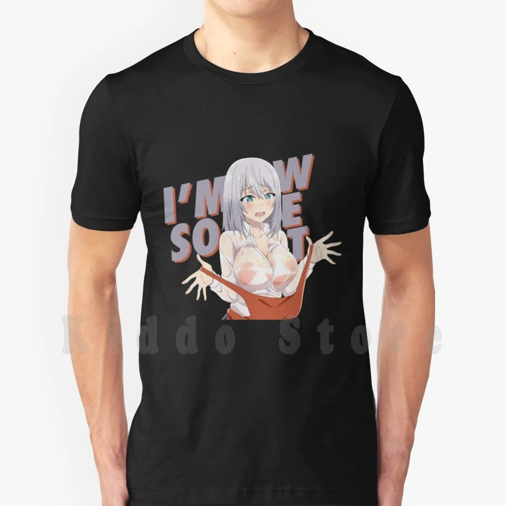 Camiseta So Wet Ecchi Tejina Sempai DIY Talla Grande 100% Algodón Waifu Ecchi Manga Sexy Anime Chicas Tetas Pechos Erótico Sexual Obsceno