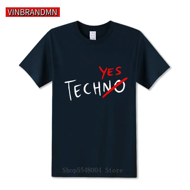 New Fashion Funny TechNo or TechYes T shirt Casual Man Tops Thunderdome Hardcore Techno And Gabber Men T-Shirts Hip Hop Clothing image 3