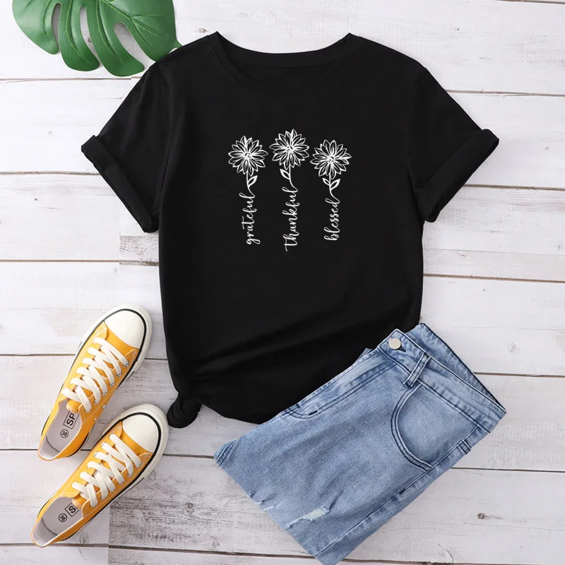 

Ladies Fashion Tee Shirt Tops Clothes Camisetas Mujer Daisy Letter Print Women T Short Sleeve O Neck Loose Tshirt