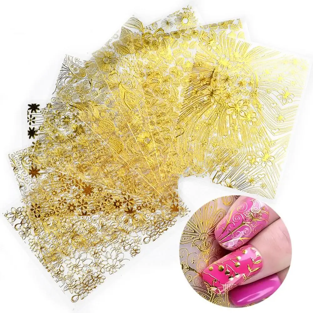 3d Metal Nail Stickers Beautiful Nail Art Sticker Paper Applique Back Glue Sticker For Best Presents T1598