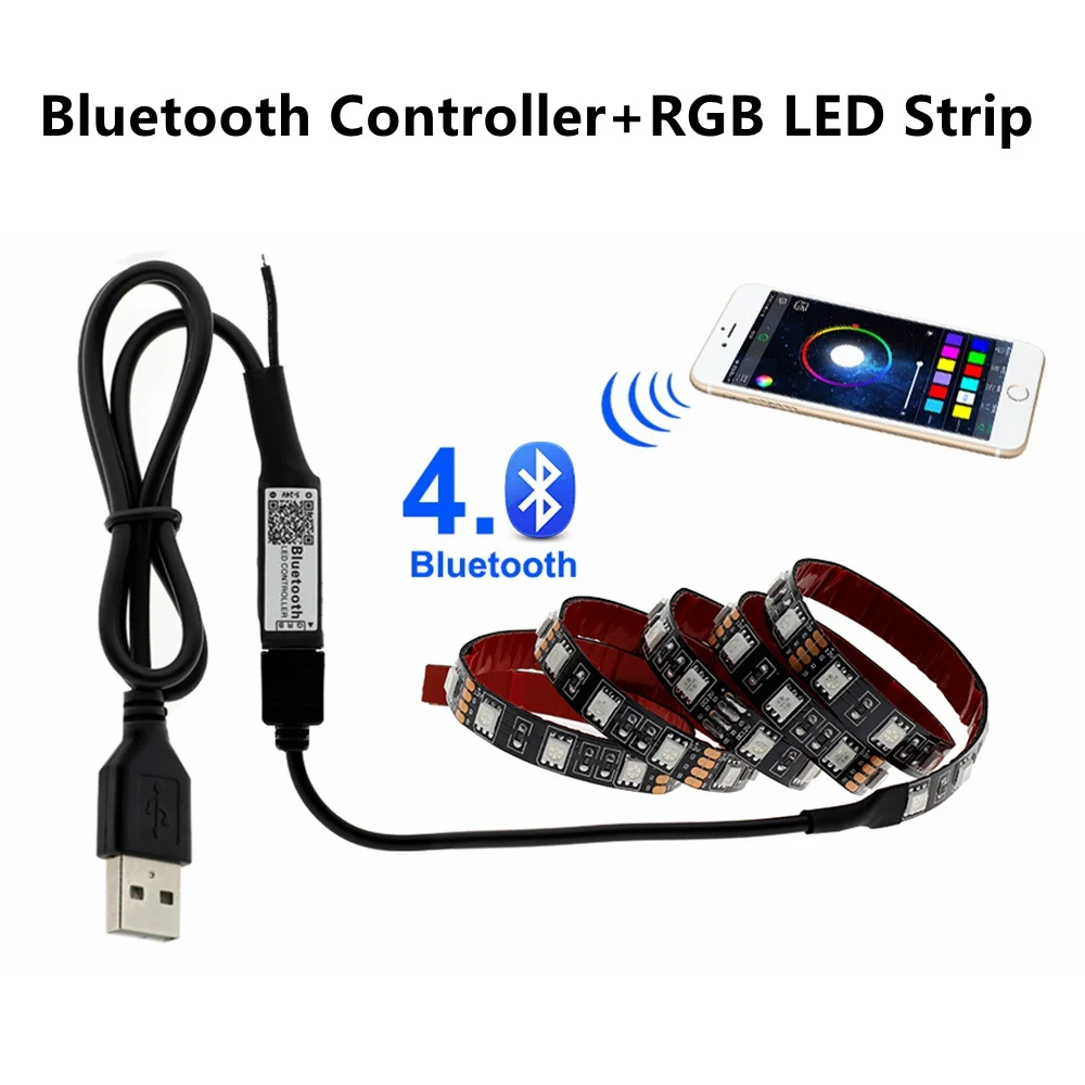 Imagem -02 - Usb Led Strip 5v Smd5050 Rgb Mutável Led tv Iluminação de Fundo 50cm 1m 2m 3m 4m 5m Faça Você Mesmo Luz Led Flexível