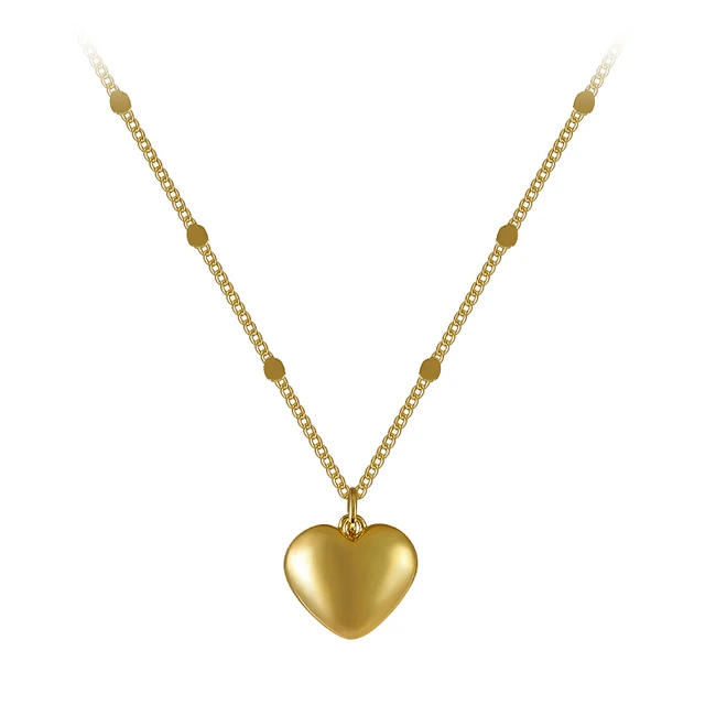 Classic Gold Heart Pendant Short Necklace 6