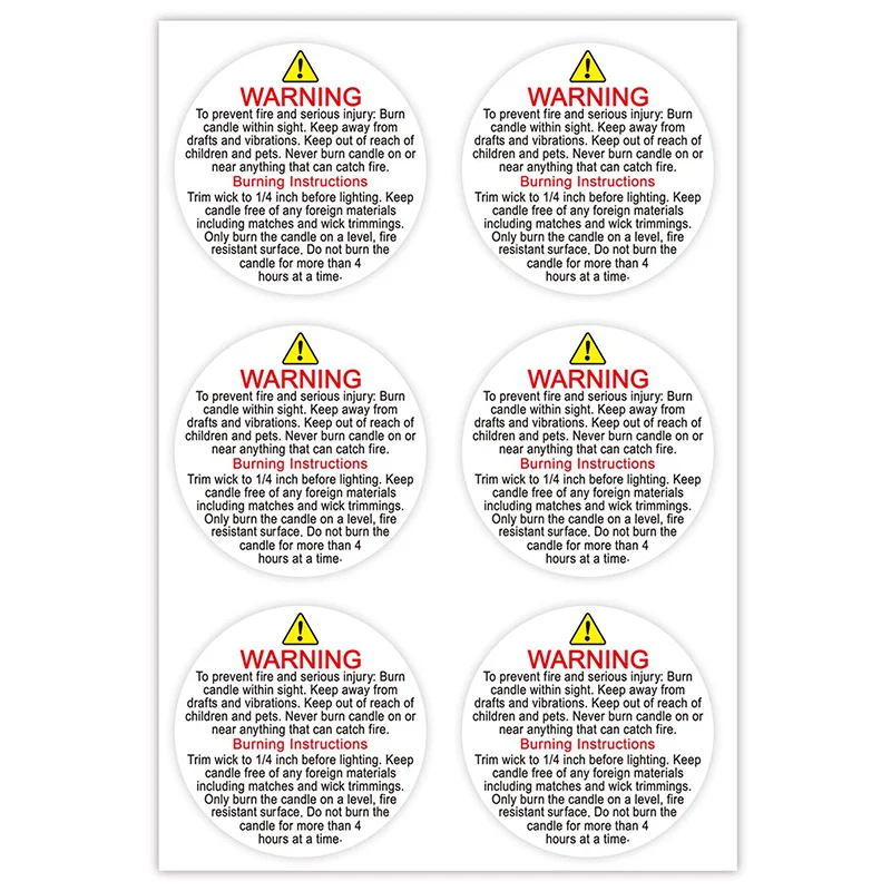 Kaars Waarschuwing Label Sticker 3 Inch Ronde Kaars Jar Container Label Security Label Decal Sticker-252 Stuks Waarschuwing Label