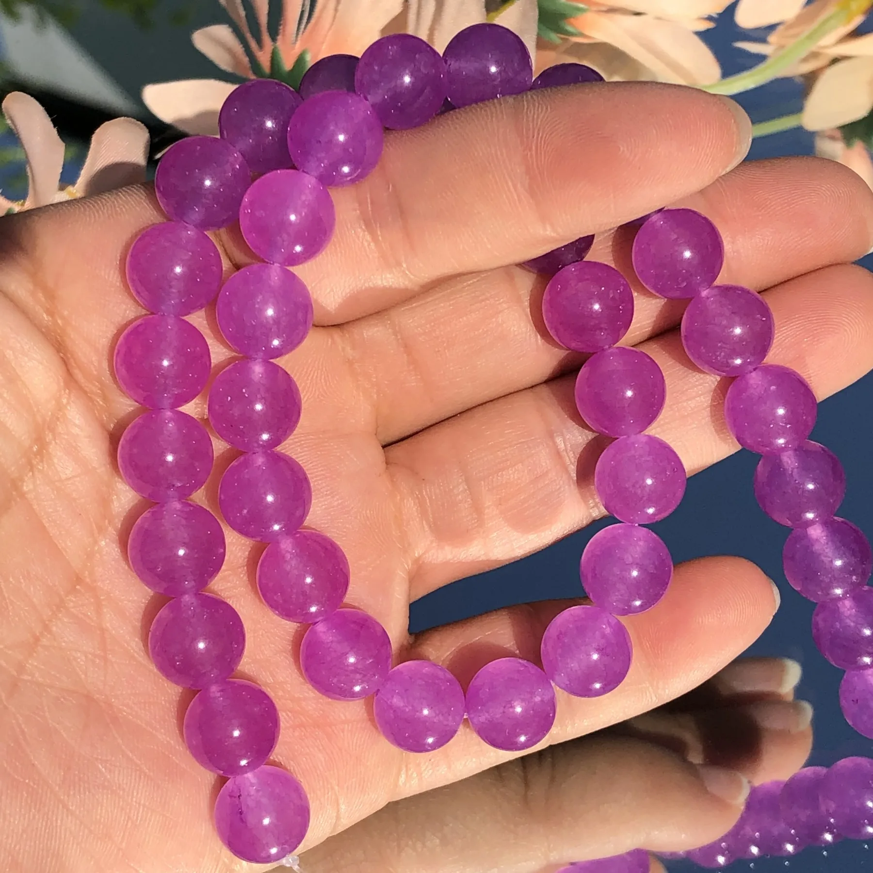 Natural Stone Fuchsia Chalcedony Jades Bead Loose Spacer Mineral Beads For Jewelry Making DIY Bracelet Necklace 4-12mm Pick Size