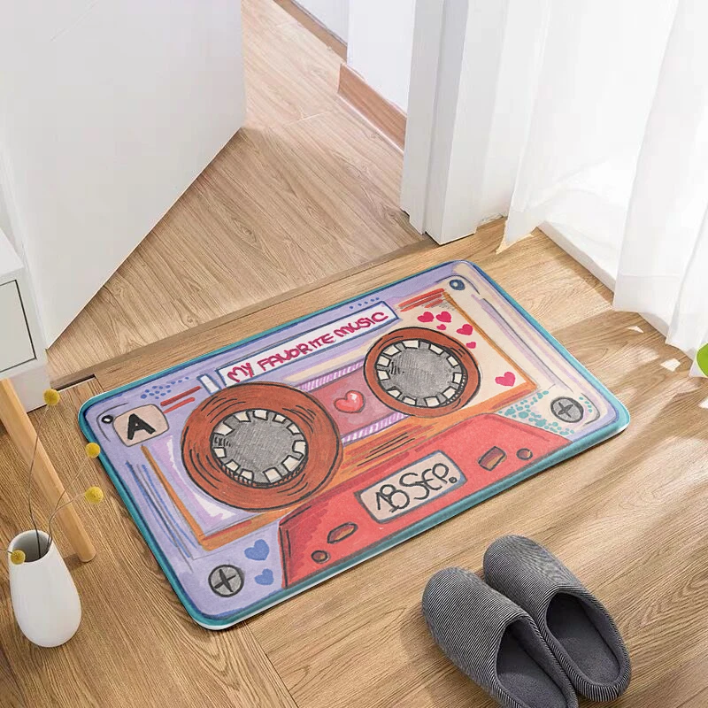 Retro Cassette Music Tape Floor Mat Multiple Choice Funny Entrance Door Mat Living Room Kitchen Non-Slip Carpet Bathroom Doormat