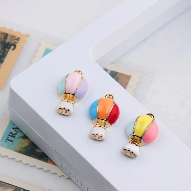 10pcs Jewelry DIY Accessories Alloy Hot Air Balloon Enamel Charms Pendants For Bracelet Earring Making Floating