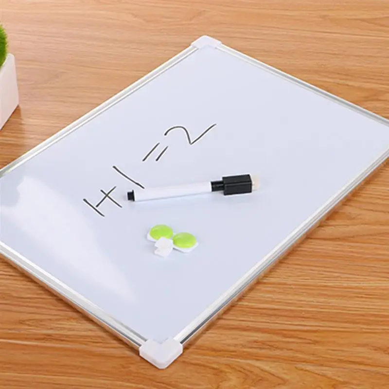 1Pc Double-Sided Magnetic Whiteboard with Magnetic Stickers Pen Handwriting Drawing Messsage Board with An Erasable Printbrush