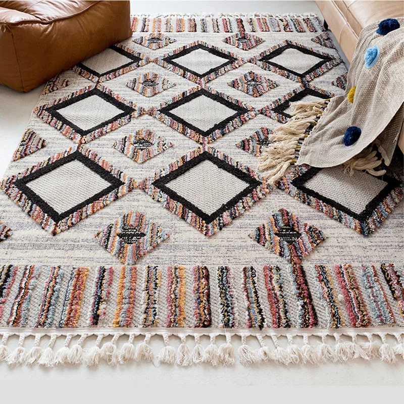 

Retro Large Bohemian Carpet for Living Room Ethnic Bedroom Anti-Slip Home Rug Parlor Floor Mat Morocco Tassel Rugs and Carpet