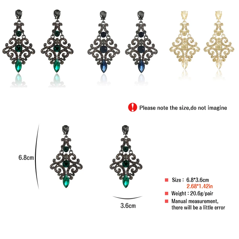 Veyofun High Quality Crystal Rhinestone Drop Earrings Vintage Hollow Party Dangle Earrings Jewelry for Woman Gift New Wholesale