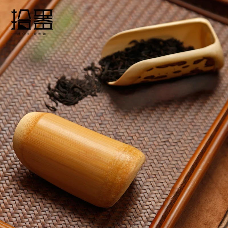 Old Coal Bamboo Tea, Tea spoon, Tea  box, Natural Bamboo, Zen Kungfu tea, Japanese Handmade Tea Ceremony, Six Gentlemen Suit