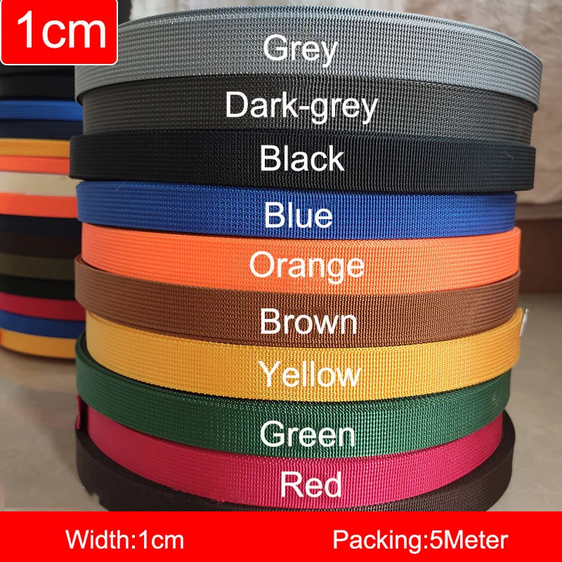 

5Meter 1cm Nylon Webbing Knapsack Strapping Thickening Multicolor Safety Belt Sewing Bag Accessories For DIY