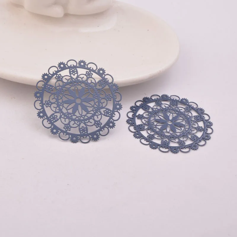 30 Stück AB5144 40mm Lasergeschnittene Große Runde Anhänger Verbinder Messing Schwarz Weiß Anhänger Schmuck Ohrring-Zubehör – Detail 8