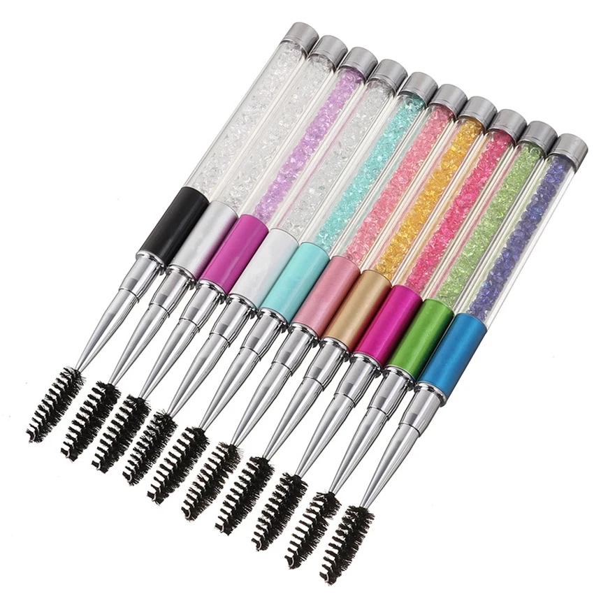 10pcs Rhinestone Diamond Tube Eyelash Spoolies Brushes Lash Applicator Disposable Mascara Wand Eyelash Brush