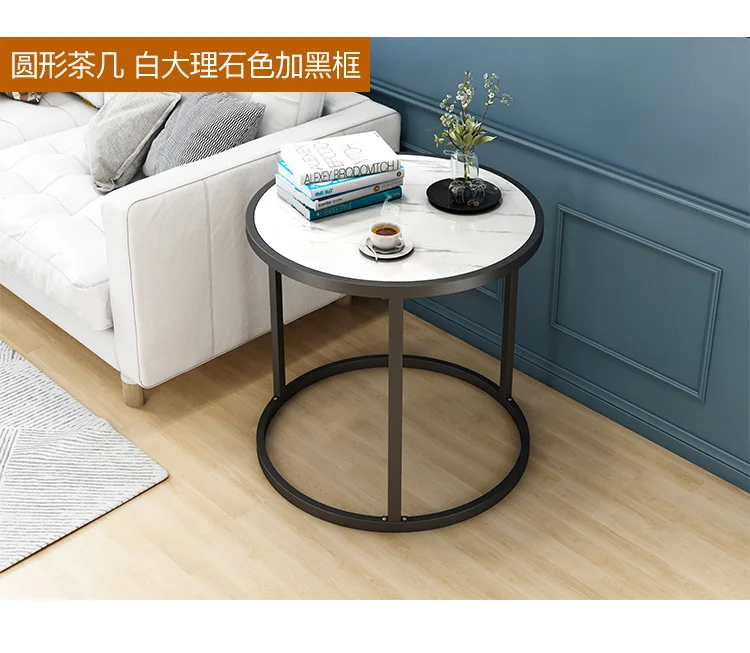 JOYLOVE Creative Living Room Small Tea Table Sofa Corner Iron Frame Coffee Table Sofa Side Table With One Shelf