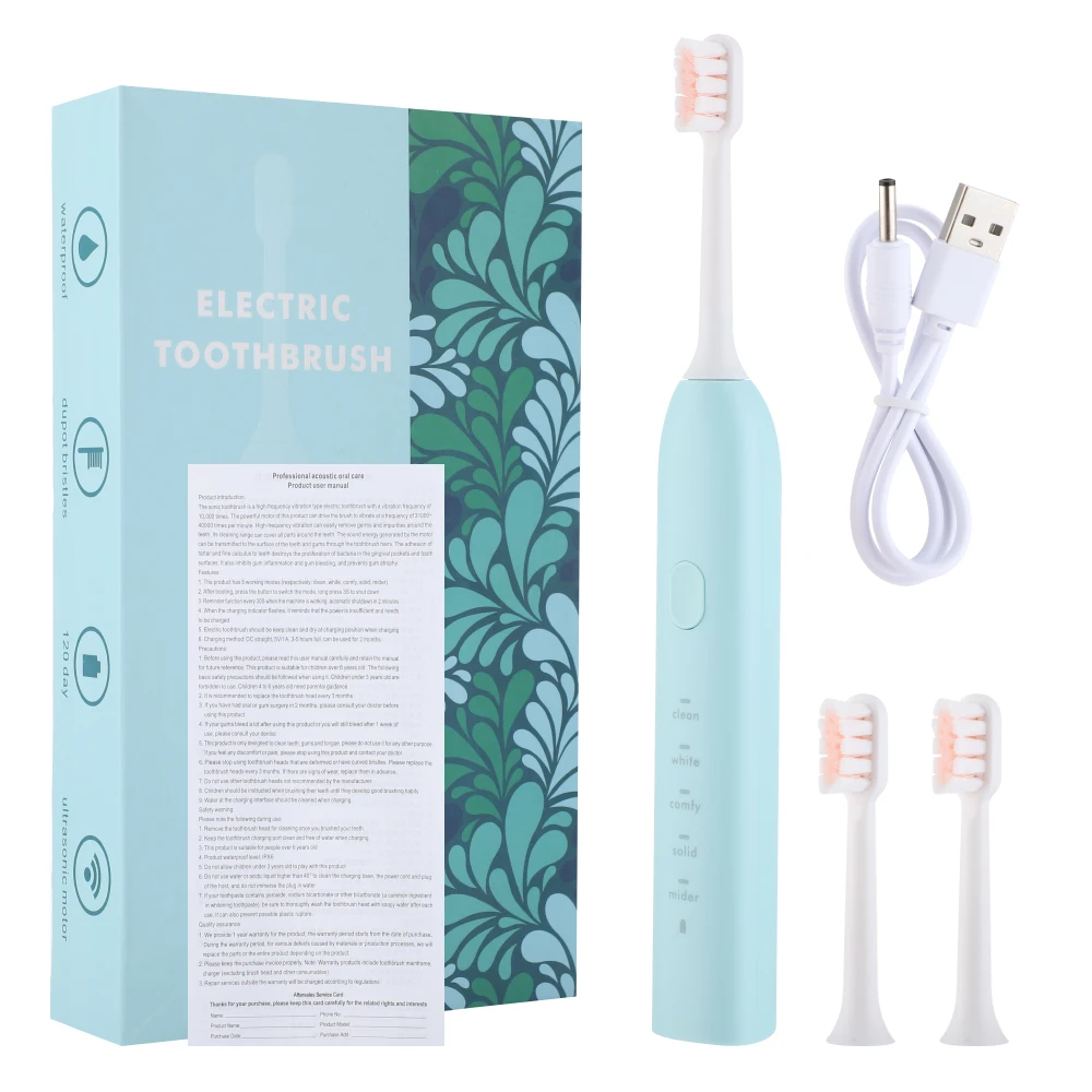 

Electric Toothbrush Sonic Vibration Soft Toothbrush 5 Modes Teeth Cleaner Remove Yellow Teeth Tartar Fresh Breath Oral Care Tool