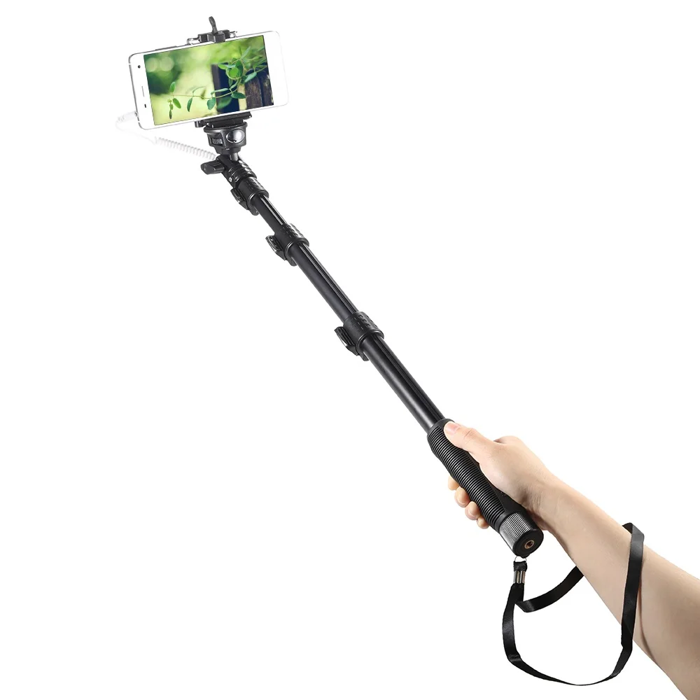 YUNTENG YT-1188 Selfie Stick Monopod Wired Cable Extendable Self-Timer With Phone Clip For iPhone Xiaomi Smartphone DSLR Cam