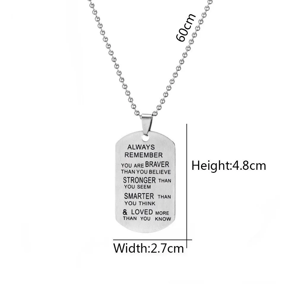 Stainless Steel Chain Necklaces Mens Dog Tags Army Pendant Necklace Fashion Always Loved Keychain Best Friend Jewelry Gifts