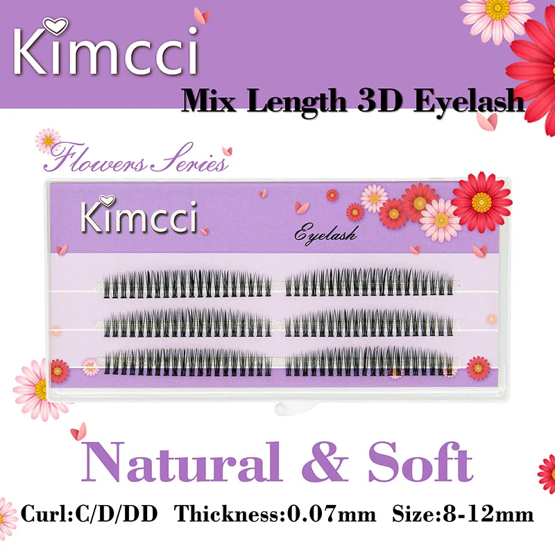 Kimcci C/D/DD Curl Mix Length 3D Mink Eyelash Extension Natural Russian Volume False Eyelashes Makeup Faux Fake Lashes Cilias