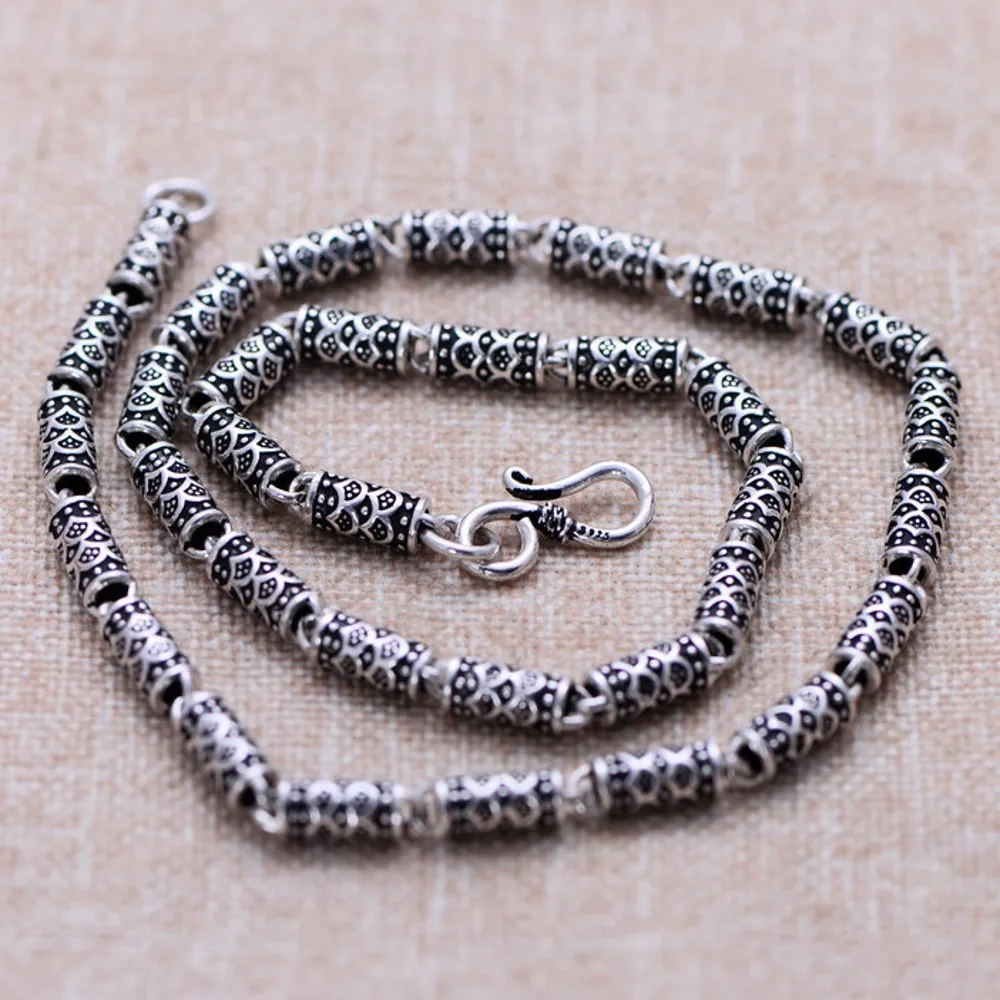 

BOCAI New real s925 sterling silver jewelry cylindrical shape dragon scales Man necklace Korean fashion trend chain