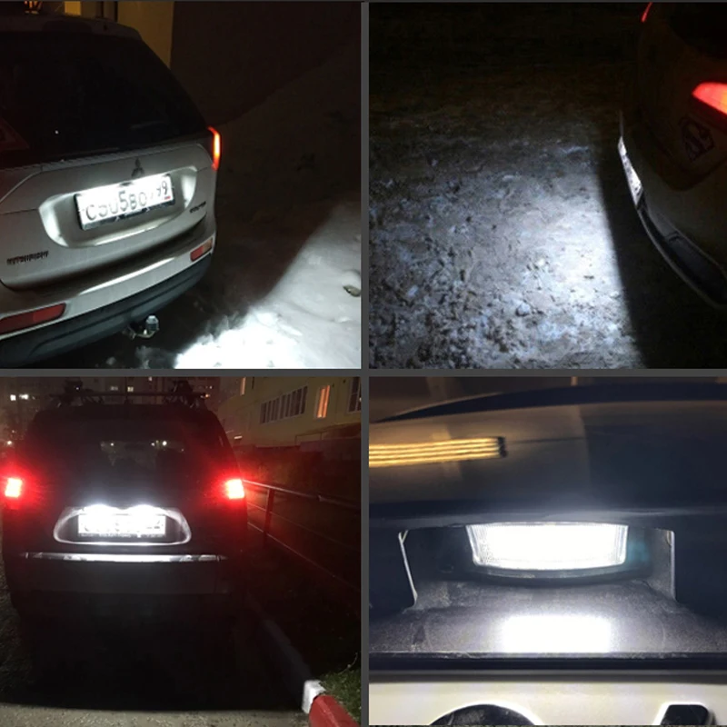 2Pcs No Error LED Number License Plate Lights Lamp Auto Parts For Mitsubishi Eclipse 1 2 3 4 Lancer Sportback Outlander 1 2 3 XL