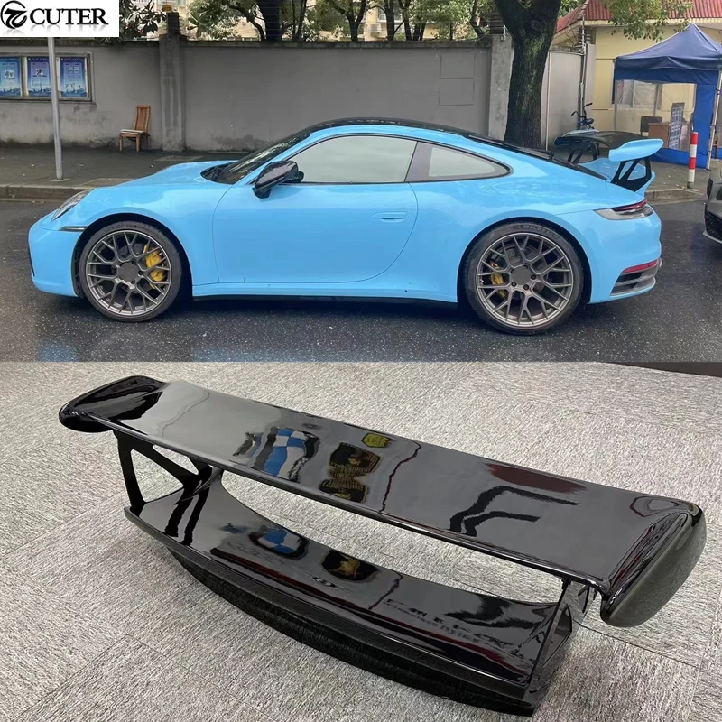 Newest 911 992 Carbon Fiber Rear Spoiler Fiber Glass Wing with Stand for Porsche 911 992 Carrera Car Body Kit