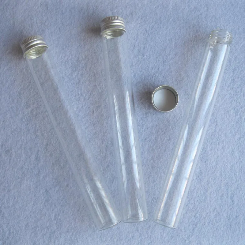 20 x 45ml Empty Clear Screw Neck Glass Bottle with Aluminum Lids 45 cc  Glass Tube Container with Aluminum  Cap glass vial