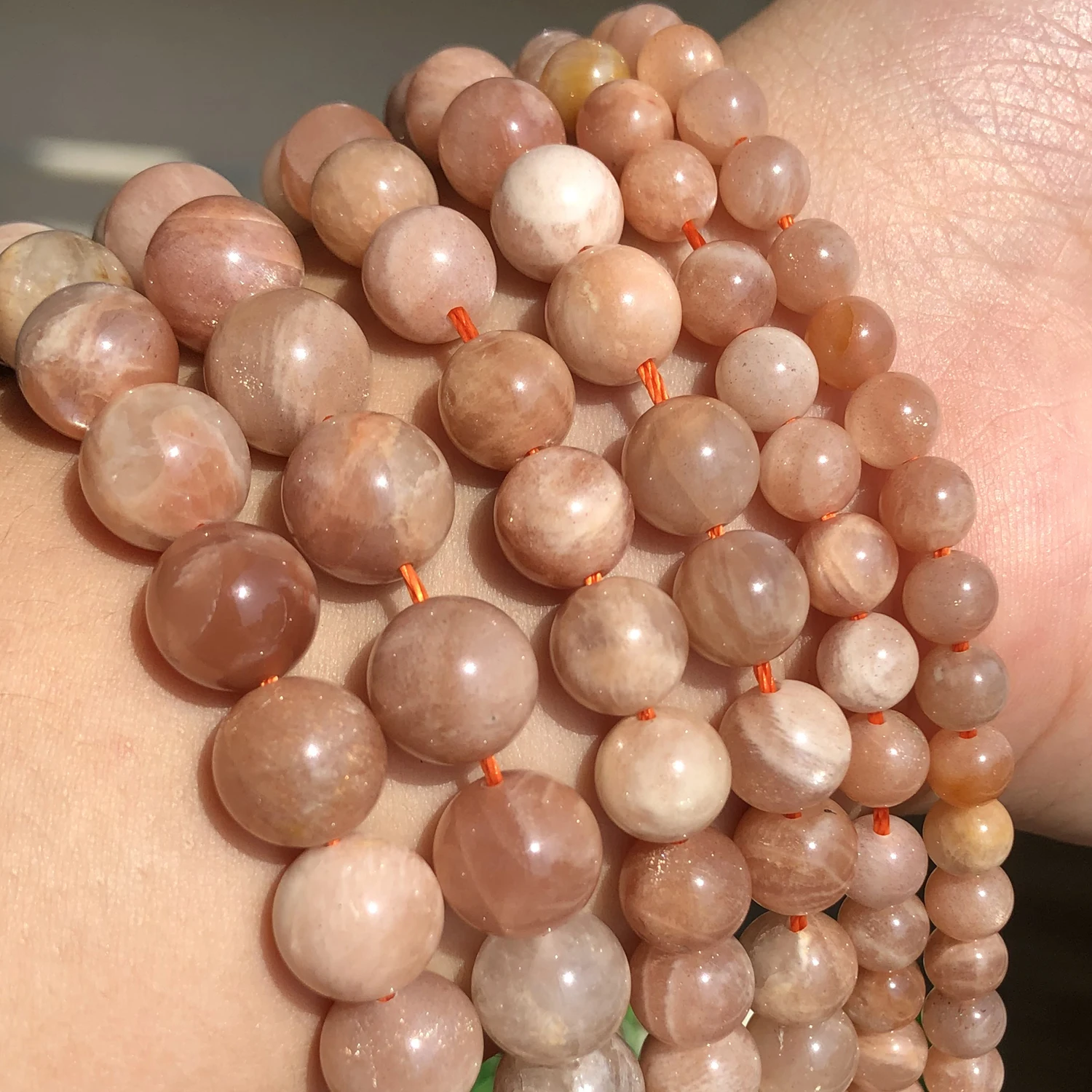 A+  Natural Sun Stone Beads Round Loose Spacer Beads For Jewelry Making DIY Bracelets Necklace Accessories  15'' 4/6/8/10mm