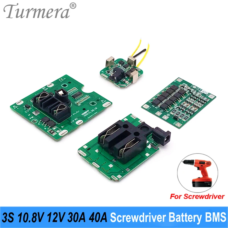 Turmera 4S 14.4V 16.8V 40A 30A BMS Lithium Battery Protection Board Balance DC Plug for Electric Drill Screwdriver Batteries Use